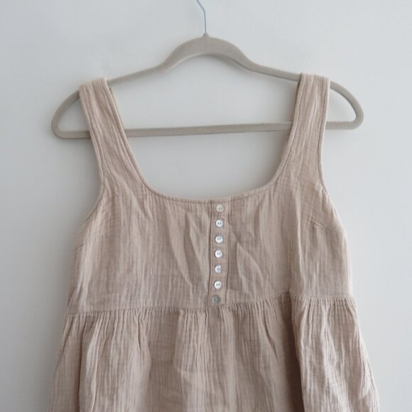 URBAN OUTFITTERS Gauzy 100% Cotton Tiered Tank Dress in Cream Coastal Boho XS - Picture 3 of 15